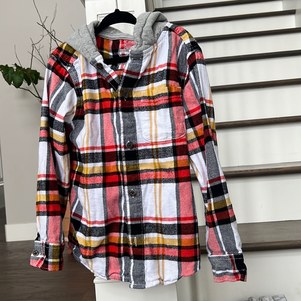 Boys button down with hood